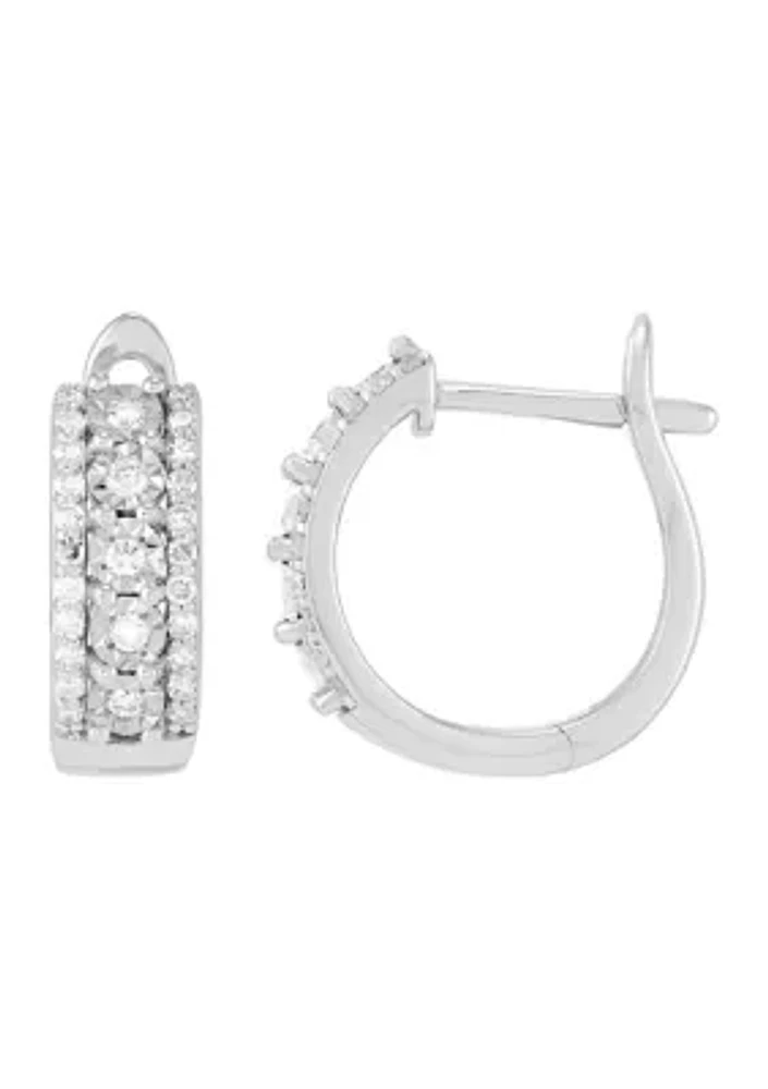 Lab Grown 1/3 ct. t.w. Diamond Huggie Hoop Earrings in Sterling Silver