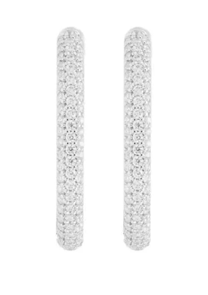 1 ct. t.w. Lab Created Diamond Hoop Earrings in 10K White Gold 