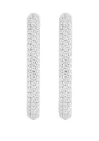 1 ct. t.w. Lab Created Diamond Hoop Earrings in 10K White Gold 