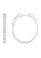 1 ct. t.w. Lab Created Diamond Hoop Earrings in 10K White Gold 