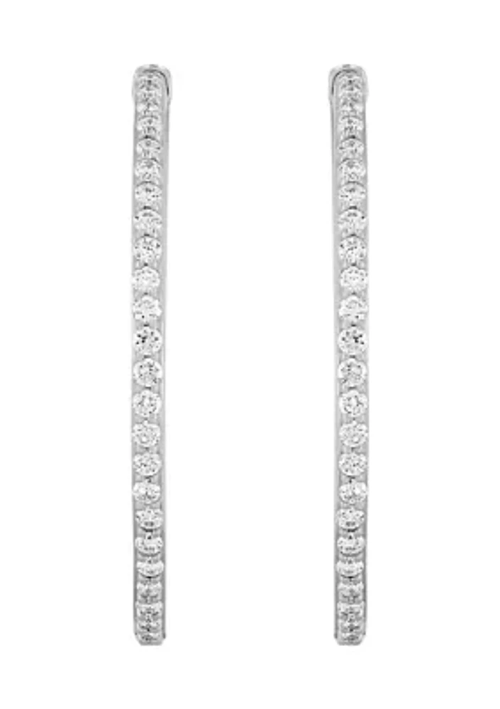 1 ct. t.w. Lab Grown Diamond Hoop Earrings in Sterling Silver