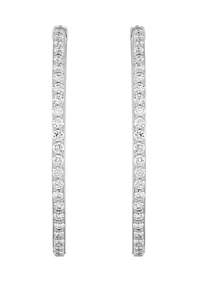 1 ct. t.w. Lab Grown Diamond Hoop Earrings in Sterling Silver