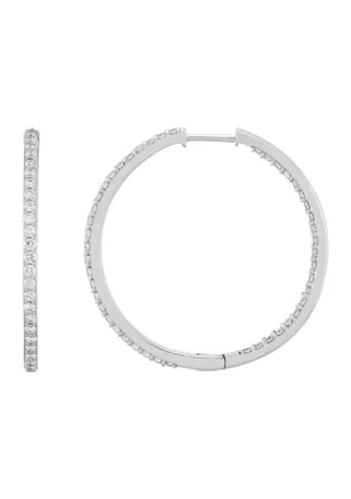 1 ct. t.w. Lab Grown Diamond Hoop Earrings in Sterling Silver