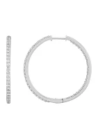 1 ct. t.w. Lab Grown Diamond Hoop Earrings in Sterling Silver