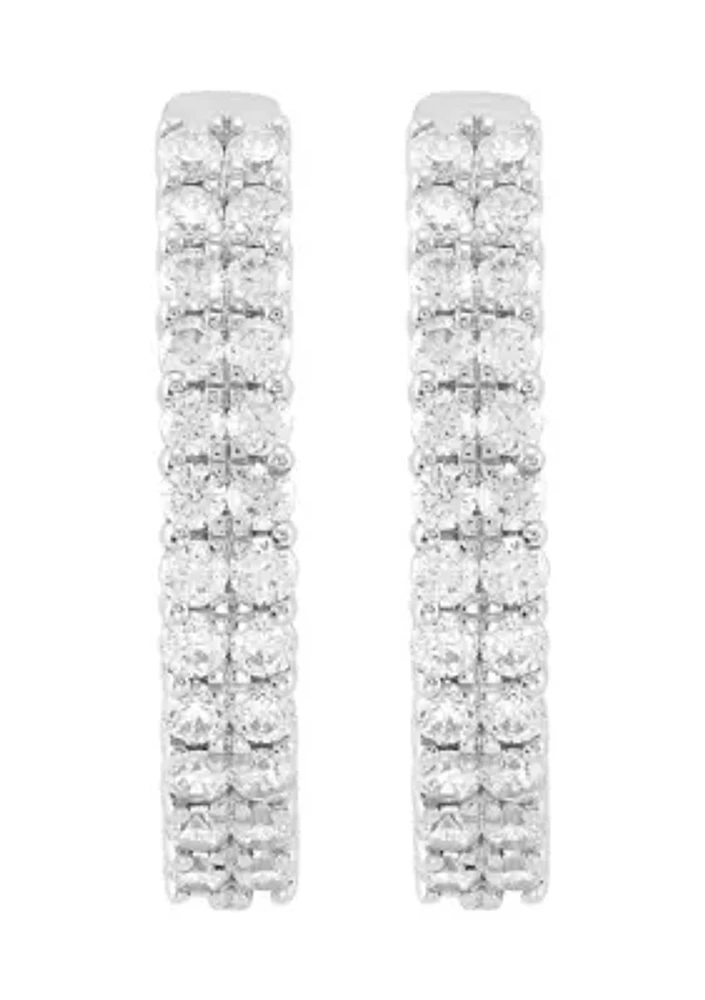 3 ct. t.w. Lab Grown Diamond Hoop Earrings in Sterling Silver