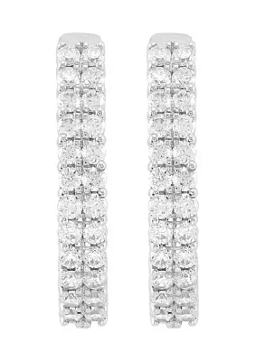 3 ct. t.w. Lab Grown Diamond Hoop Earrings in Sterling Silver