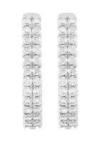 3 ct. t.w. Lab Grown Diamond Hoop Earrings in Sterling Silver