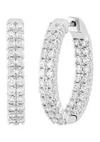 3 ct. t.w. Lab Grown Diamond Hoop Earrings in Sterling Silver