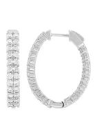 3 ct. t.w. Lab Grown Diamond Hoop Earrings in Sterling Silver