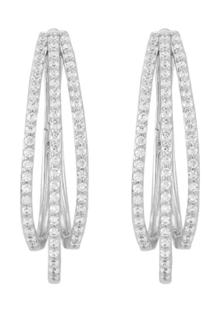 1 ct. t.w. Lab Grown Diamond Hoop Earrings in Sterling Silver