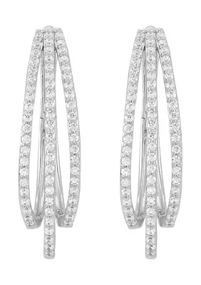 1 ct. t.w. Lab Grown Diamond Hoop Earrings in Sterling Silver