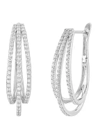 1 ct. t.w. Lab Grown Diamond Hoop Earrings in Sterling Silver