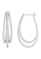 1 ct. t.w. Lab Grown Diamond Hoop Earrings in Sterling Silver