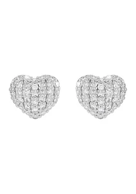 1/2 ct. t.w. Lab Grown Diamond Heart Stud Earrings in 10K White Gold