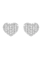 1/2 ct. t.w. Lab Grown Diamond Heart Stud Earrings in 10K White Gold