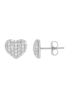 1/2 ct. t.w. Lab Grown Diamond Heart Stud Earrings in 10K White Gold