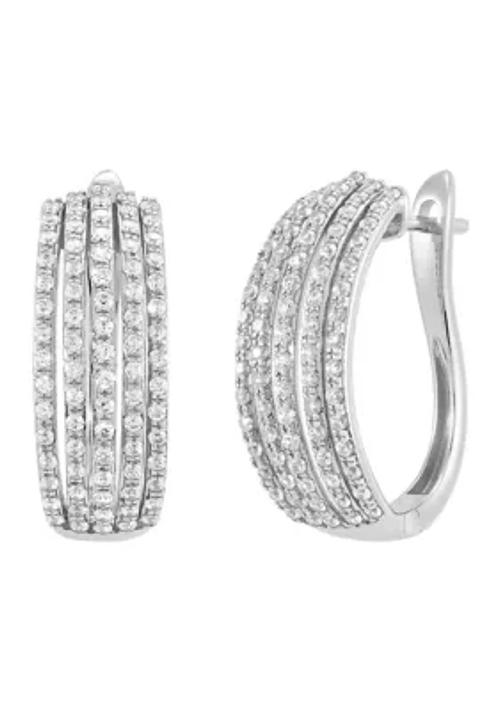 1 ct. t.w. Diamond Hoop Earrings in Sterling Silver