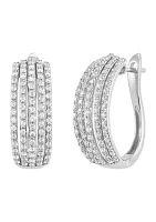 1 ct. t.w. Diamond Hoop Earrings in Sterling Silver