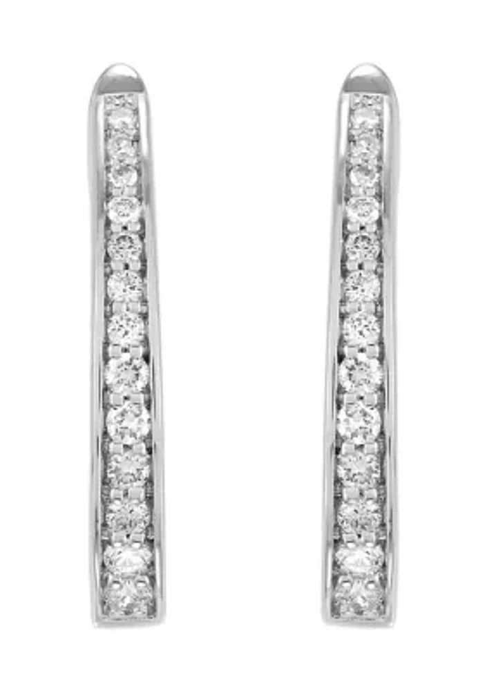 1/2 ct. t.w. Lab Grown Diamond Hoop Earrings in Sterling Silver 