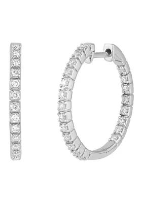 1/2 ct. t.w. Lab Grown Diamond Hoop Earrings in 10K White Gold