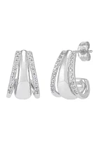 1/4 ct. t.w. Lab Grown Diamond Tri Row Earrings in Sterling Silver