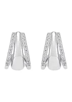 1/4 ct. t.w. Lab Grown Diamond Tri Row Earrings in Sterling Silver