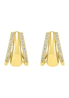 1/4 ct. t.w. Lab Grown Diamond Tri Row Earrings in Gold Over Sterling Silver