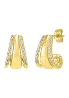 1/4 ct. t.w. Lab Grown Diamond Tri Row Earrings in Gold Over Sterling Silver