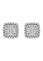 5/8 ct. t.w. Diamond Cushion Shape Stud Earrings in Sterling Silver