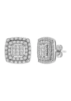 5/8 ct. t.w. Diamond Cushion Shape Stud Earrings in Sterling Silver
