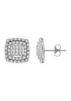 5/8 ct. t.w. Diamond Cushion Shape Stud Earrings in Sterling Silver