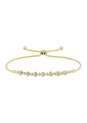  1/10 ct. t.w. Diamond Heart Bolo Bracelet in Gold-Plated Sterling Silver 