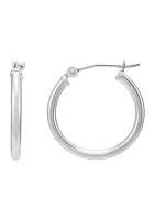 Tube Hoop Earrings in 14K White Gold
