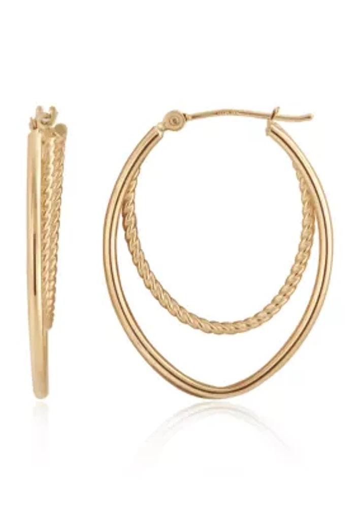 Oval Hoop Earrings in 14K Yellow Gold