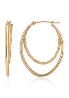 Oval Hoop Earrings in 14K Yellow Gold