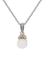 Sterling Silver 14K Yellow Gold 0.03 ctw Diamond & Pearl Pendant  