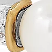 Freshwater Pearl & White Topaz Bangle in Sterling Silver & 14K Yellow Gold