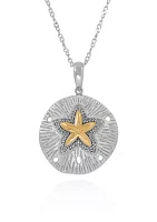 1/10 ct. t.w. Diamond Sand Dollar Pendant in Sterling Silver and 10k Yellow Gold