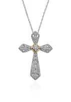 0.19 ct. t.w. Diamond Cross Pendant in Sterling Silver & 10K Yellow Gold