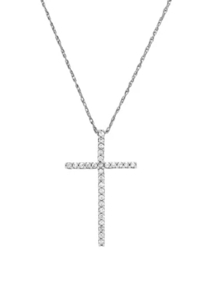 1/4 ct. t.w. Diamond Cross Pendant Necklace in Sterling Silver