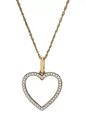 1/6 ct. t.w. Diamond Heart Pendant Necklace in 10k Yellow Gold