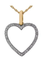 1/6 ct. t.w. Diamond Heart Pendant Necklace in 10k Yellow Gold