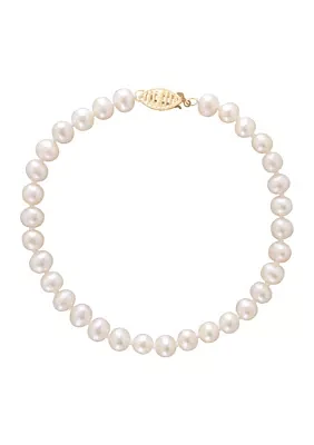 14K Yellow Gold and Freshwater Pearl Statement Bracelet 