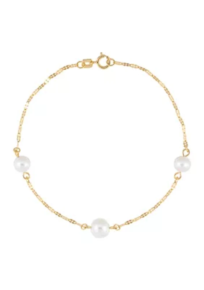 Fresh Water Pearl 14k Yellow Gold Bracelet