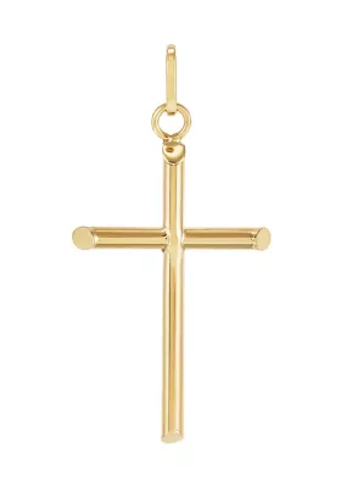 Tube Cross Pendant in 14K Yellow Gold