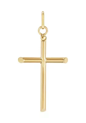 Tube Cross Pendant in 14K Yellow Gold