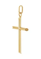 Tube Cross Pendant in 14K Yellow Gold