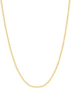 Solid Wheat Chain with Saturn Bars Necklace in 14K Yellow Gold