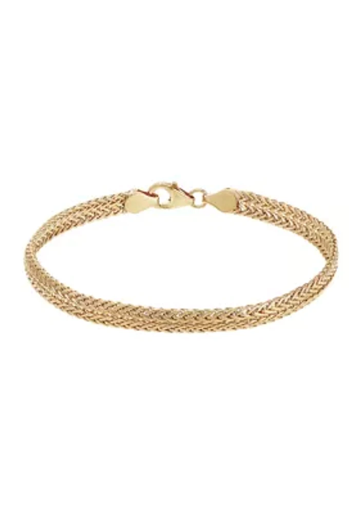 5.2 Millimeter Hollow Double Row Bracelet in 14K Yellow Gold