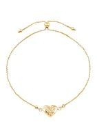 Heart Center Bolo on Box Chain Bracelet in 14K Yellow Gold